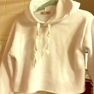 Cropped White Long Sleeved Hoodie